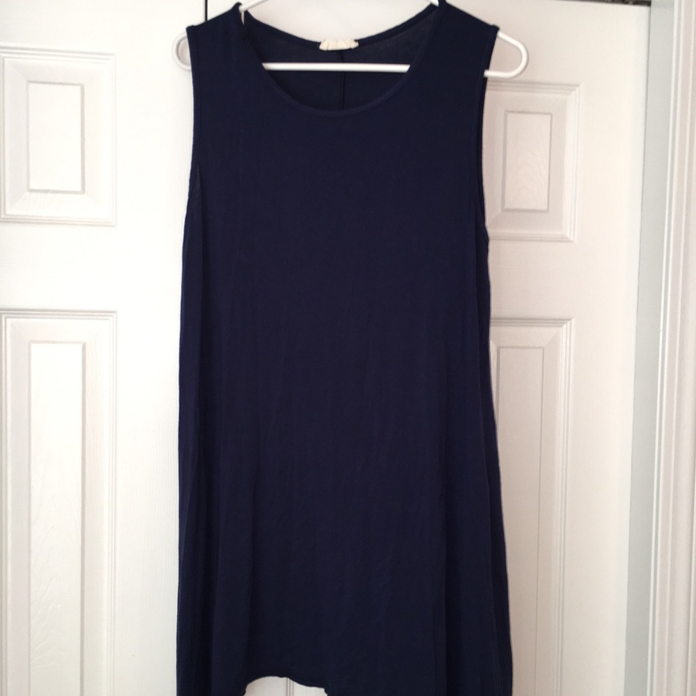 Plain navy blue tunic dress